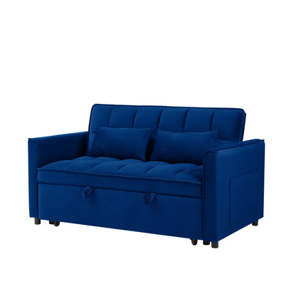 Divano letto convertibile 3 in 1 Blue Modern 55.1 con schienale regolabile e borsa portaoggetti per soggiorno