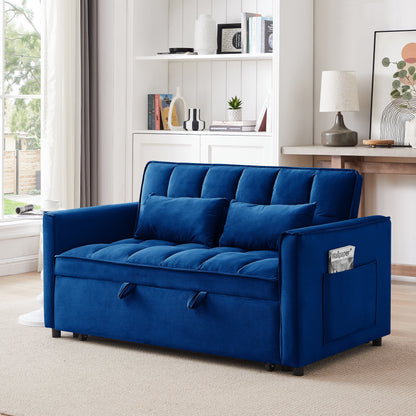 Divano letto convertibile 3 in 1 Blue Modern 55.1 con schienale regolabile e borsa portaoggetti per soggiorno