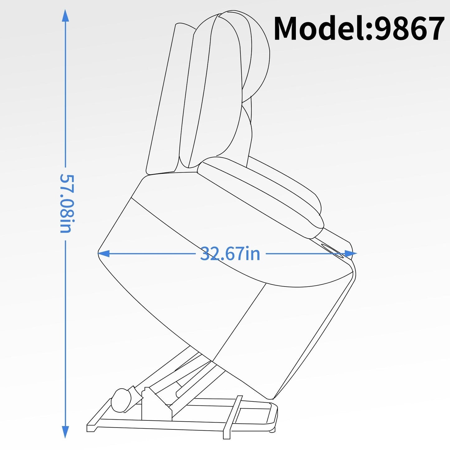 Poltrona reclinabile elettrica blu con massaggio vibrante a 8 punti, riscaldamento lombare, doppie porte USB e portabicchieri in acciaio inossidabile