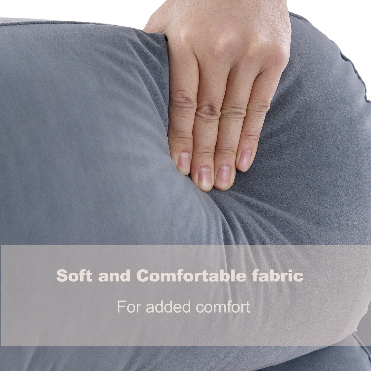 Poltrona reclinabile elettrica blu per anziani con telecomando e tasca laterale