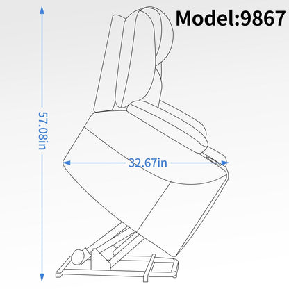 Poltrona reclinabile elettrica blu con massaggio vibrante, calore, USB e portabicchieri