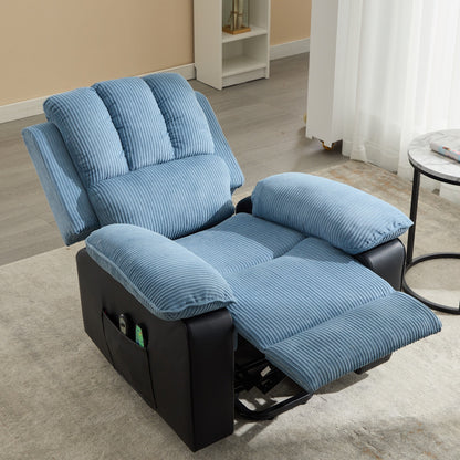 Poltrona reclinabile blu con massaggio riscaldato a 8 punti, estetica moderna e comfort elevato per il relax