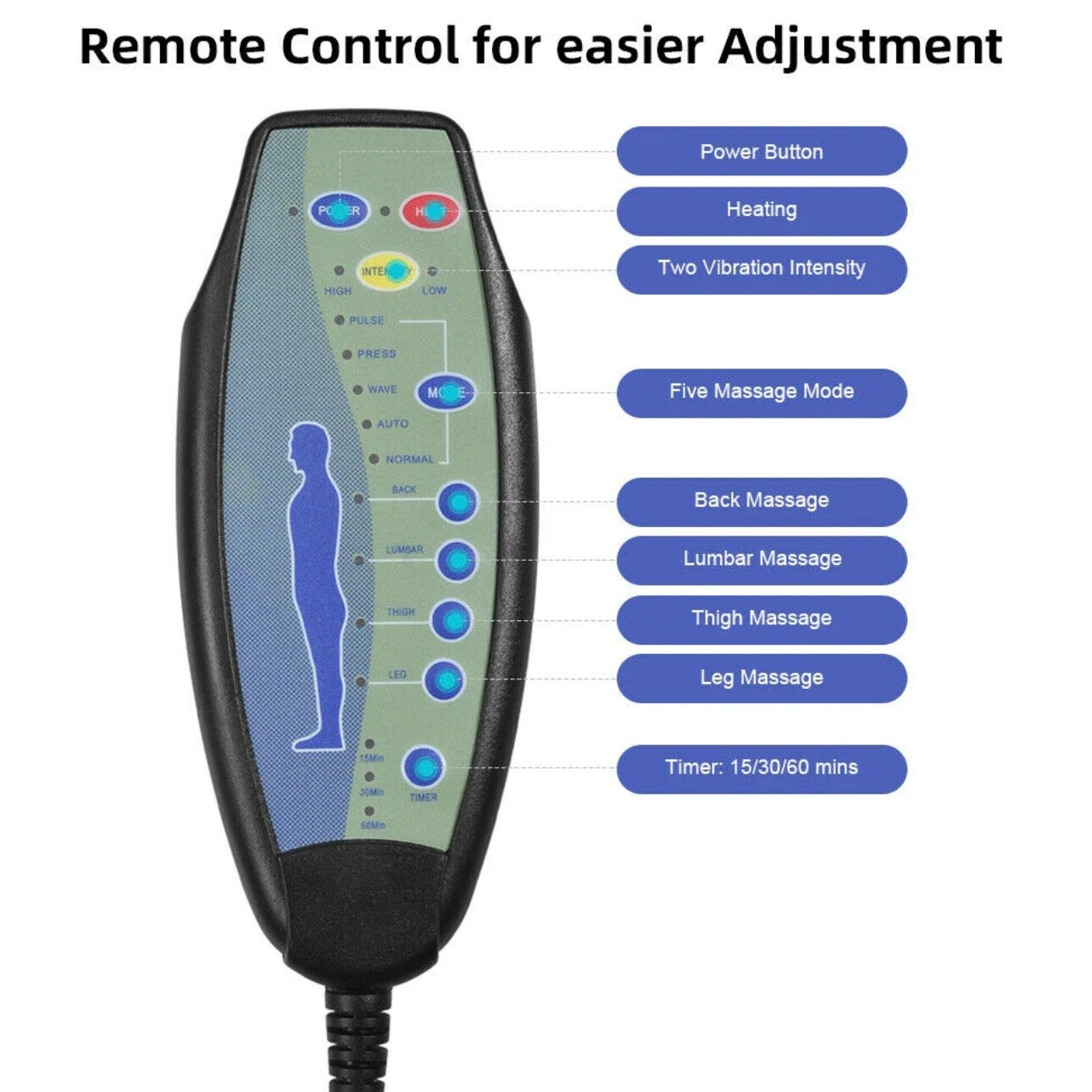 Poltrona reclinabile blu con riscaldamento, 8 motori massaggianti, design moderno e comfort elevato per il massimo relax