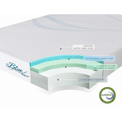 Materasso in memory foam al tè verde infuso con gel Blue River di Roundhill Furniture da 8 pollici - N/D