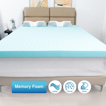 Materasso in spugna blu a lento rimbalzo con coprimaterasso