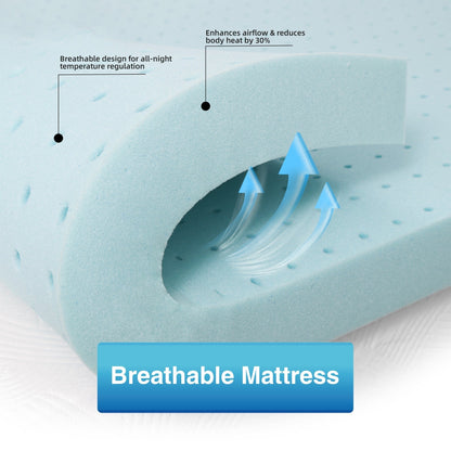 Materasso in spugna blu a lento rimbalzo con coprimaterasso