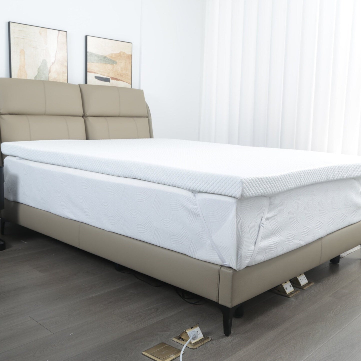 Materasso in spugna blu a lento rimbalzo con coprimaterasso