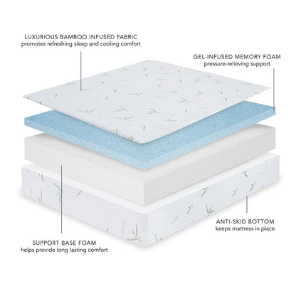 Materasso in memory foam a doppio strato Bodipedic Naturals da 10 pollici con rivestimento in rayon di bambù