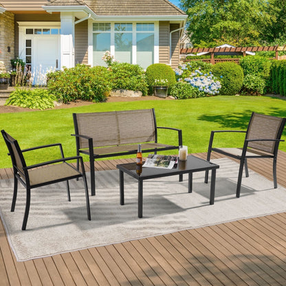 Set di mobili da giardino Bonosuki da 4 pezzi, set da bistrot in textilene