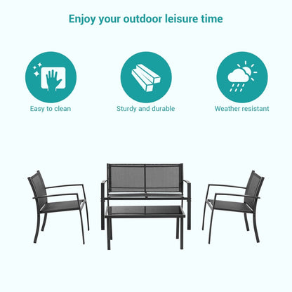 Set di mobili da giardino Bonosuki da 4 pezzi, set da bistrot in textilene