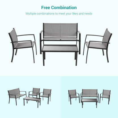 Set di mobili da giardino Bonosuki da 4 pezzi, set da bistrot in textilene