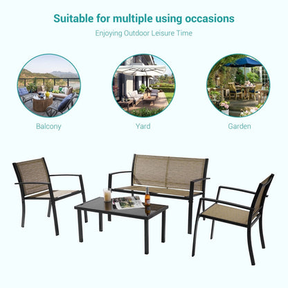 Set di mobili da giardino Bonosuki da 4 pezzi, set da bistrot in textilene