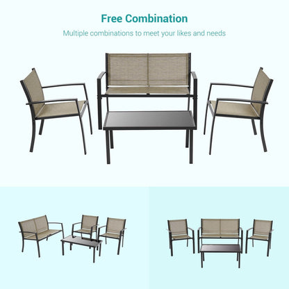 Set di mobili da giardino Bonosuki da 4 pezzi, set da bistrot in textilene