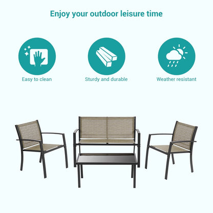 Set di mobili da giardino Bonosuki da 4 pezzi, set da bistrot in textilene