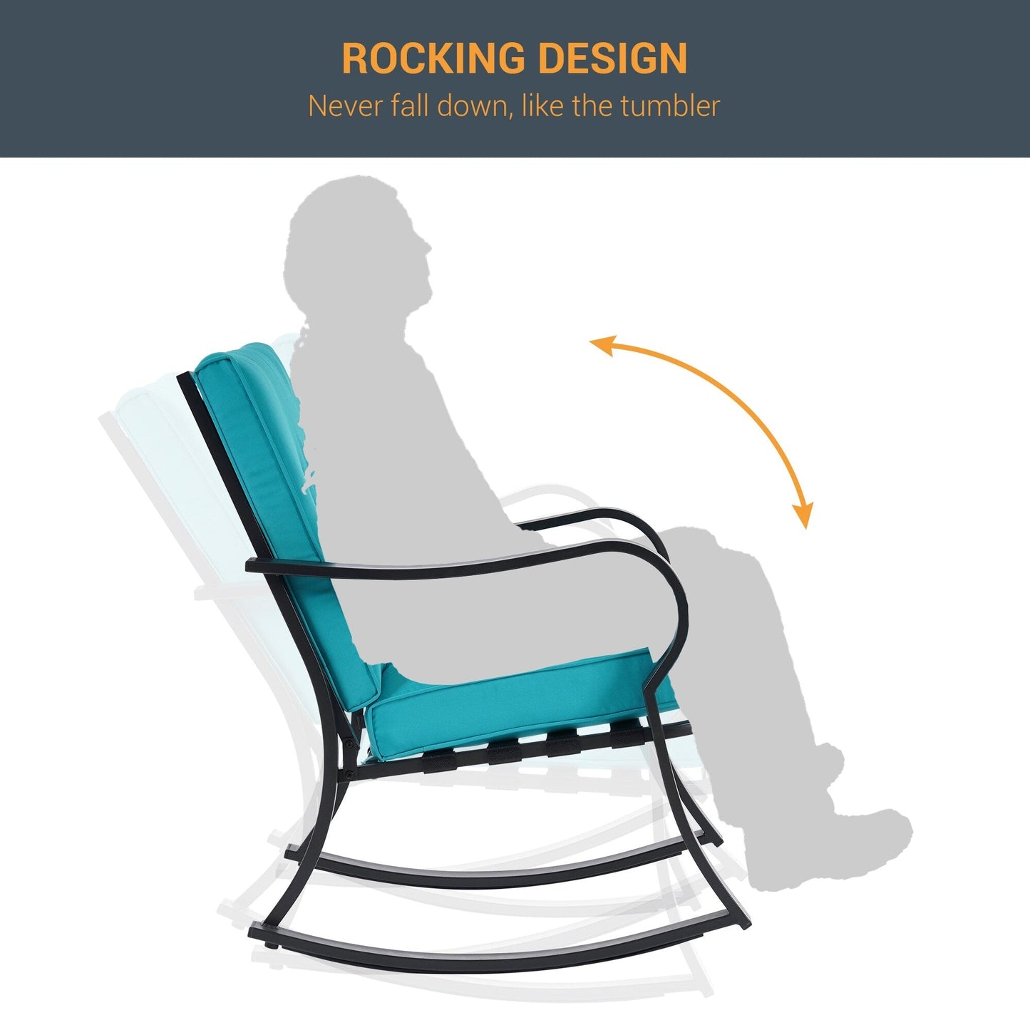 Set da bistrot per patio con sedia a dondolo da esterno Bonosuki da 3 pezzi con tavolino laterale
