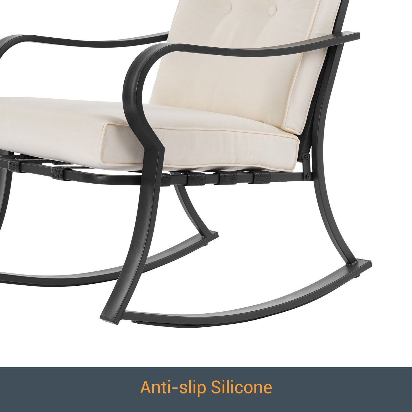 Set da bistrot per patio con sedia a dondolo da esterno Bonosuki da 3 pezzi con tavolino laterale