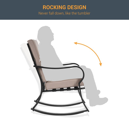 Set da bistrot per patio con sedia a dondolo da esterno Bonosuki da 3 pezzi con tavolino laterale