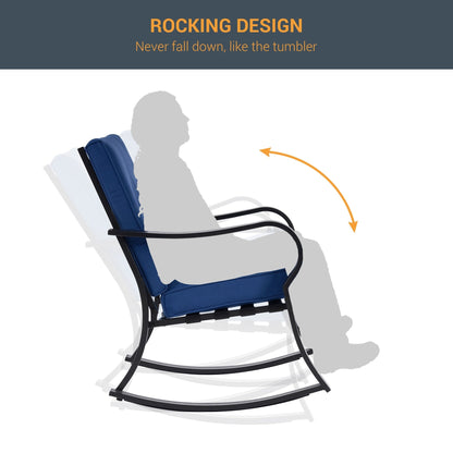 Set da bistrot per patio con sedia a dondolo da esterno Bonosuki da 3 pezzi con tavolino laterale