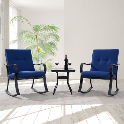 Set da bistrot per patio con sedia a dondolo da esterno Bonosuki da 3 pezzi con tavolino laterale