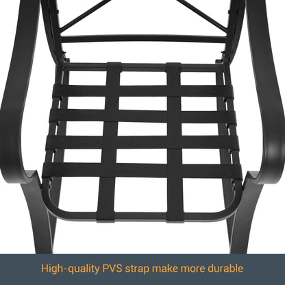 Set da bistrot per patio con sedia a dondolo da esterno Bonosuki da 3 pezzi con tavolino laterale