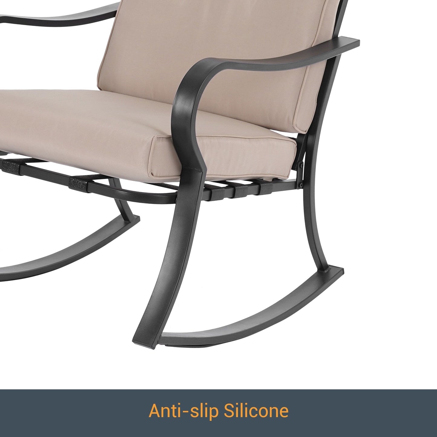 Set da bistrot per patio con sedia a dondolo da esterno Bonosuki da 3 pezzi con tavolino laterale