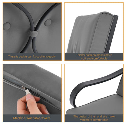 Set da bistrot per patio con sedia a dondolo da esterno Bonosuki da 3 pezzi con tavolino laterale