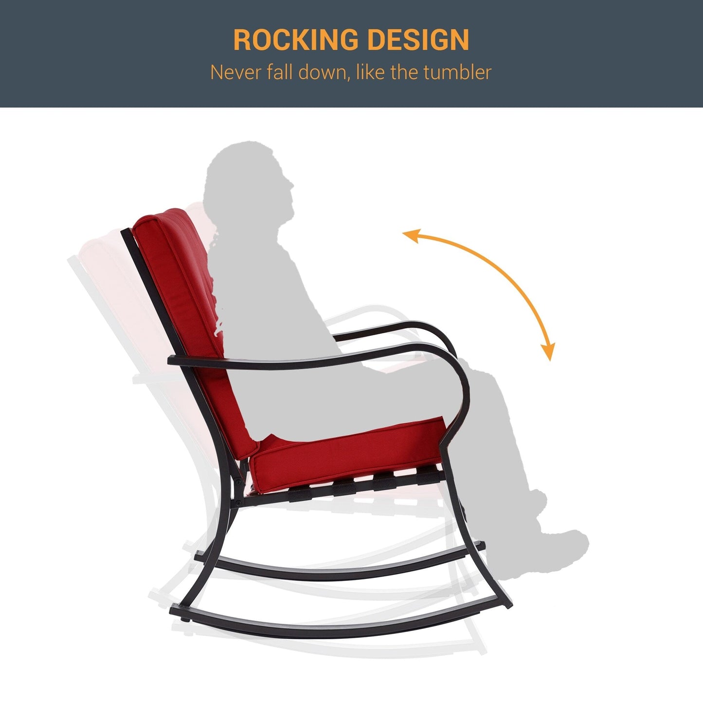 Set da bistrot per patio con sedia a dondolo da esterno Bonosuki da 3 pezzi con tavolino laterale