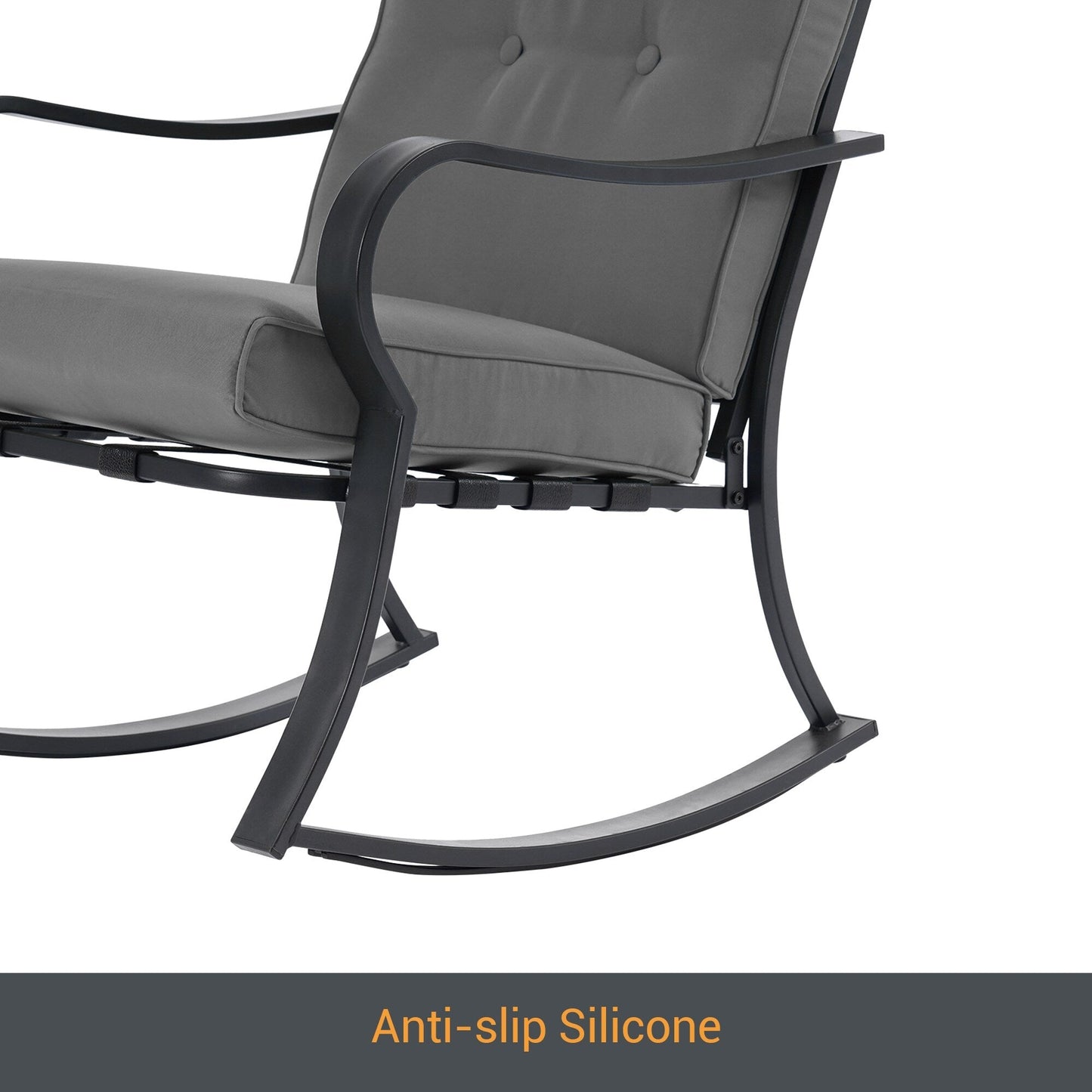 Set da bistrot per patio con sedia a dondolo da esterno Bonosuki da 3 pezzi con tavolino laterale