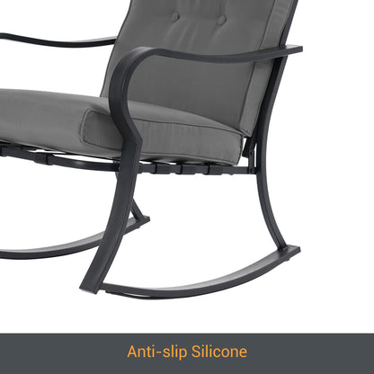 Set da bistrot per patio con sedia a dondolo da esterno Bonosuki da 3 pezzi con tavolino laterale