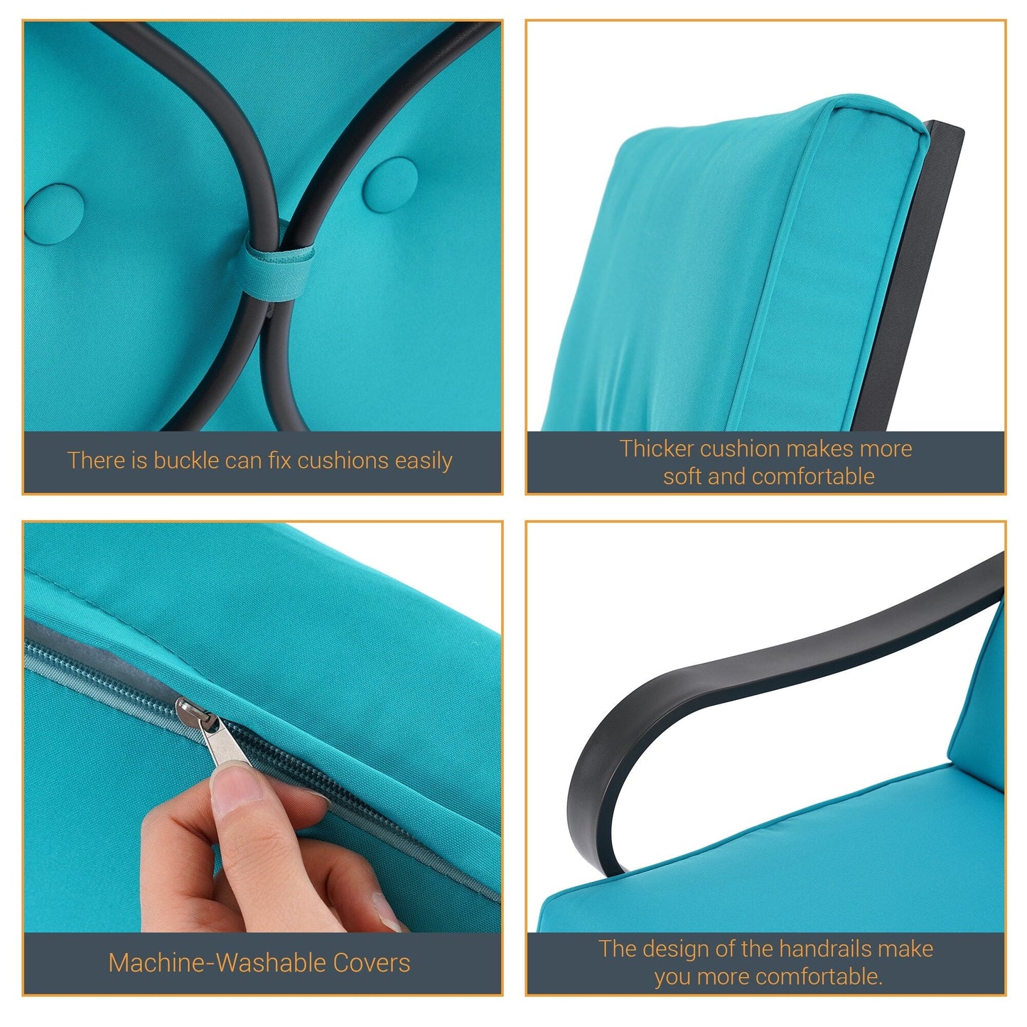 Set da bistrot per patio con sedia a dondolo da esterno Bonosuki da 3 pezzi con tavolino laterale