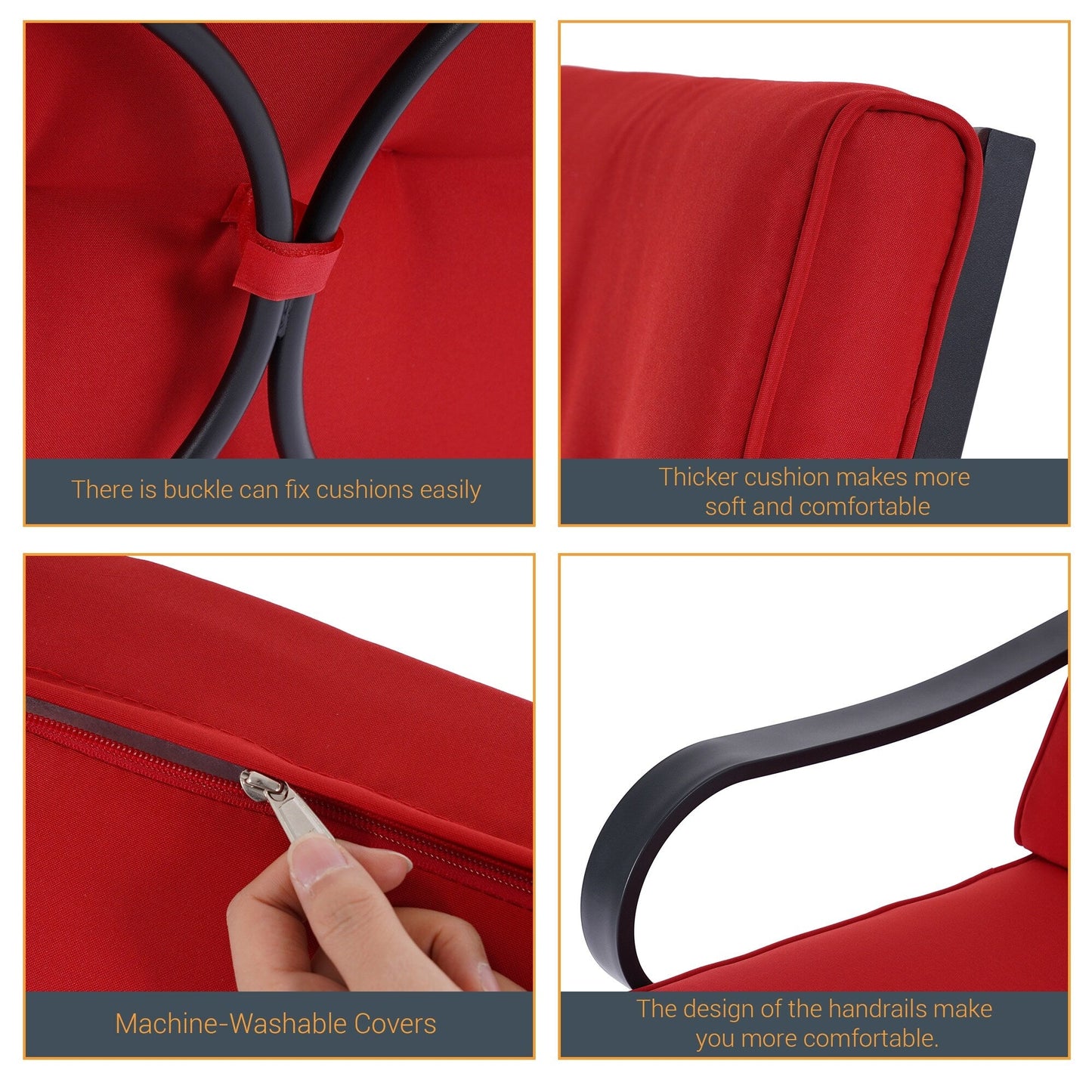 Set da bistrot per patio con sedia a dondolo da esterno Bonosuki da 3 pezzi con tavolino laterale