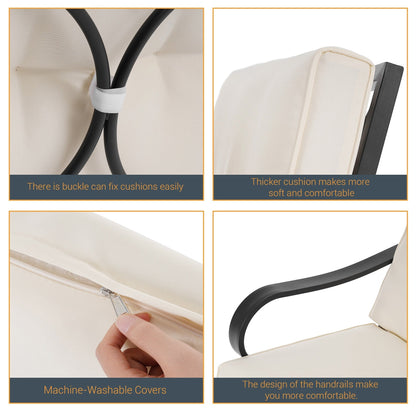 Set da bistrot per patio con sedia a dondolo da esterno Bonosuki da 3 pezzi con tavolino laterale