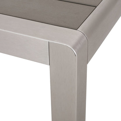 Boris Outdoor Modern, set da pranzo in alluminio da 4 posti con piano in finto legno di Christopher Knight Home