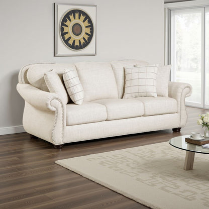 Divano Boro con 4 cuscini decorativi da 85 pollici, tessuto beige morbido