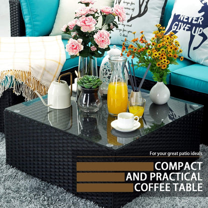 Set di mobili da esterno Bossin da 5 pezzi, divano da patio, set da conversazione in vimini per esterni e interni con tavolo