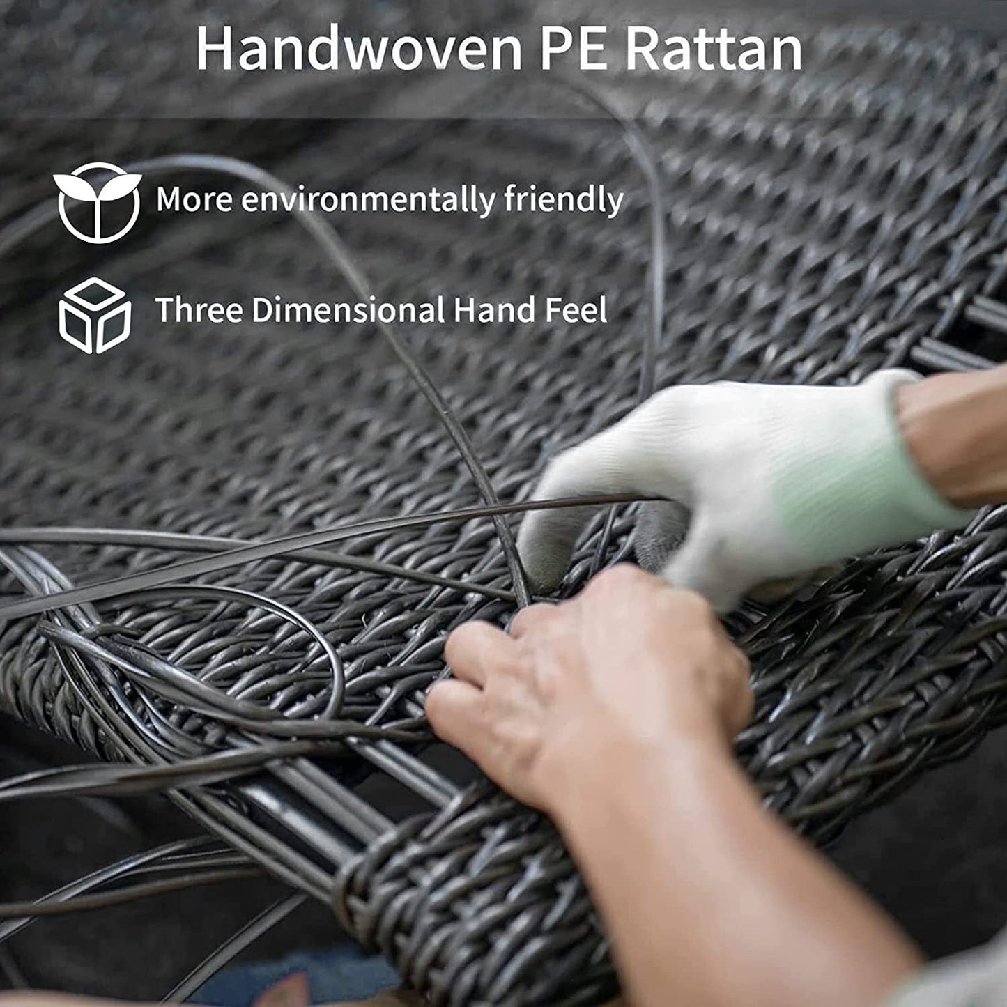 Set di mobili da esterno Bossin da 5 pezzi, divano da patio, set da conversazione in vimini per esterni e interni con tavolo