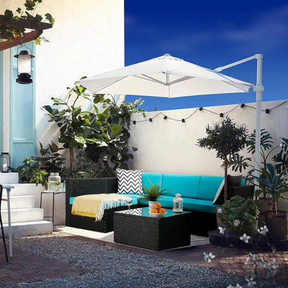 Set di mobili da esterno Bossin da 5 pezzi, divano da patio, set da conversazione in vimini per esterni e interni con tavolo