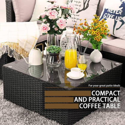 Set di mobili da esterno Bossin da 5 pezzi, divano da patio, set da conversazione in vimini per esterni e interni con tavolo