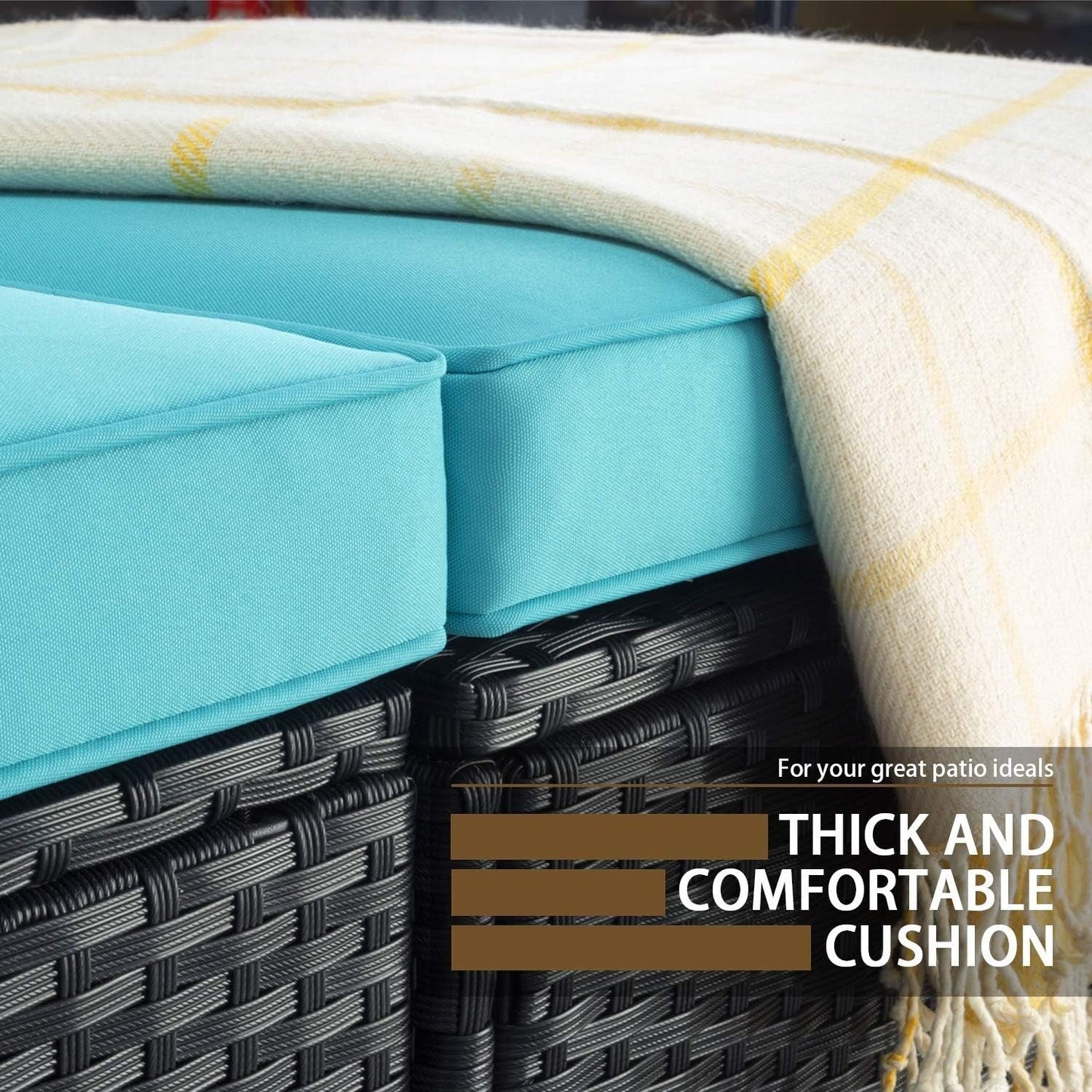 Set di mobili da esterno Bossin da 5 pezzi, divano da patio, set da conversazione in vimini per esterni e interni con tavolo