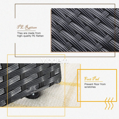 Set di mobili da giardino Bossin da 7 pezzi, divano componibile per esterni, divano in vimini rattan con cuscini lavabili e tavolo in vetro