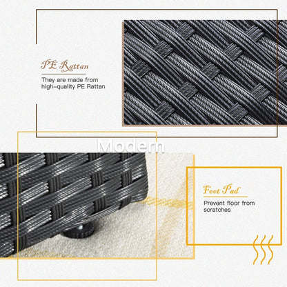 Set di mobili da giardino Bossin da 7 pezzi, divano componibile per esterni, divano in vimini rattan con cuscini lavabili e tavolo in vetro