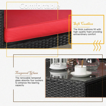 Set di mobili da giardino Bossin da 7 pezzi, divano componibile per esterni, divano in vimini rattan con cuscini lavabili e tavolo in vetro