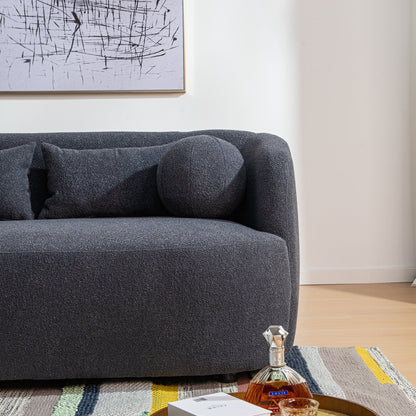 Divano a due posti imbottito in tessuto Boucle KINWELL con cuscini