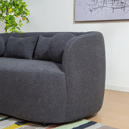 Divano a due posti imbottito in tessuto Boucle KINWELL con cuscini