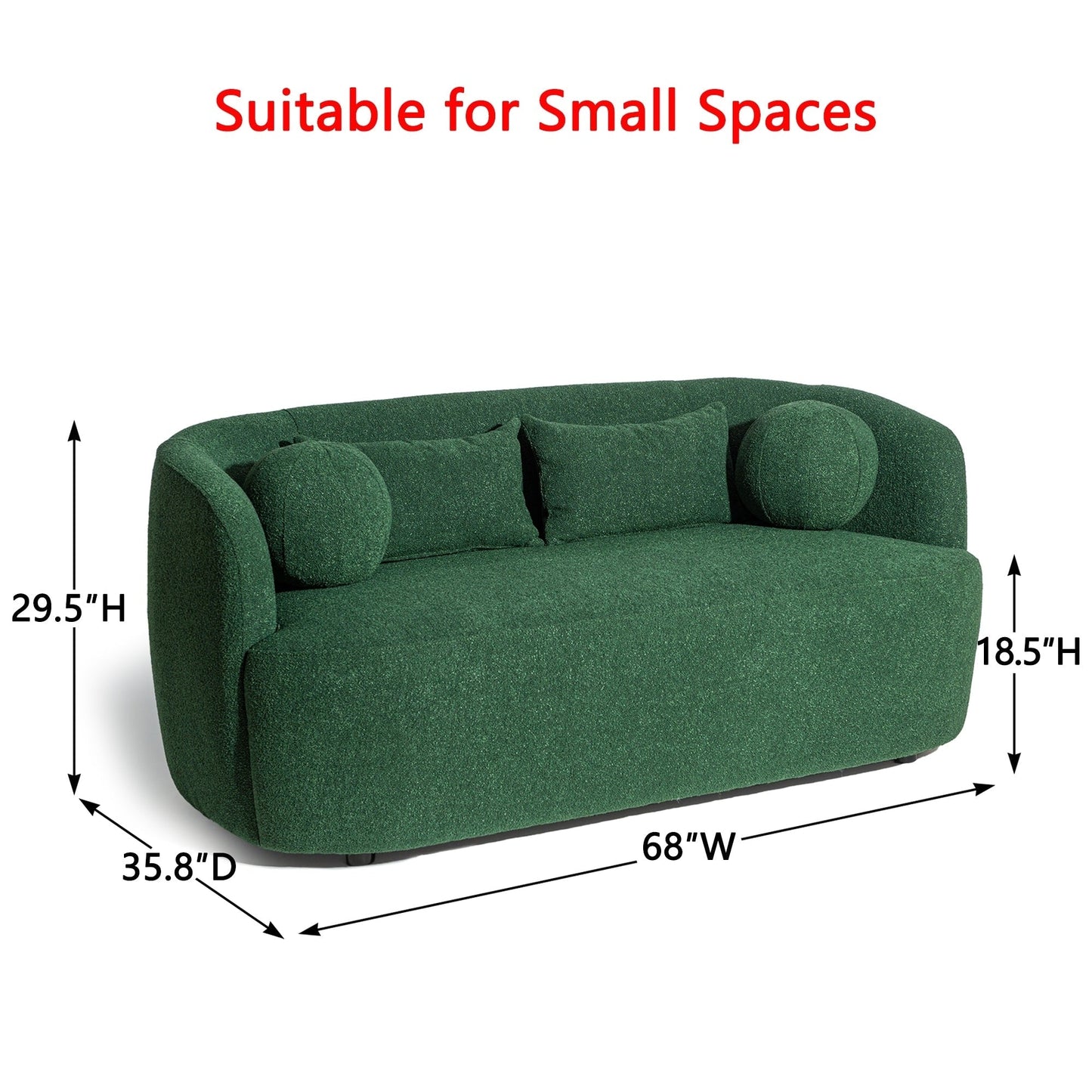 Divano a due posti imbottito in tessuto Boucle KINWELL con cuscini