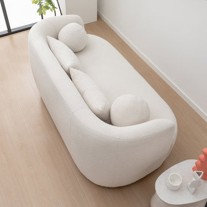 Divano a due posti imbottito in tessuto Boucle KINWELL con cuscini