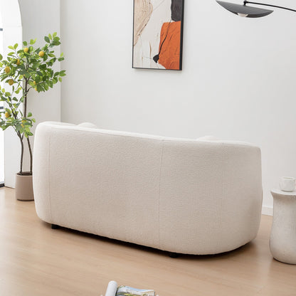 Divano a due posti imbottito in tessuto Boucle KINWELL con cuscini