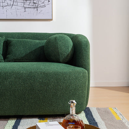 Divano a due posti imbottito in tessuto Boucle KINWELL con cuscini