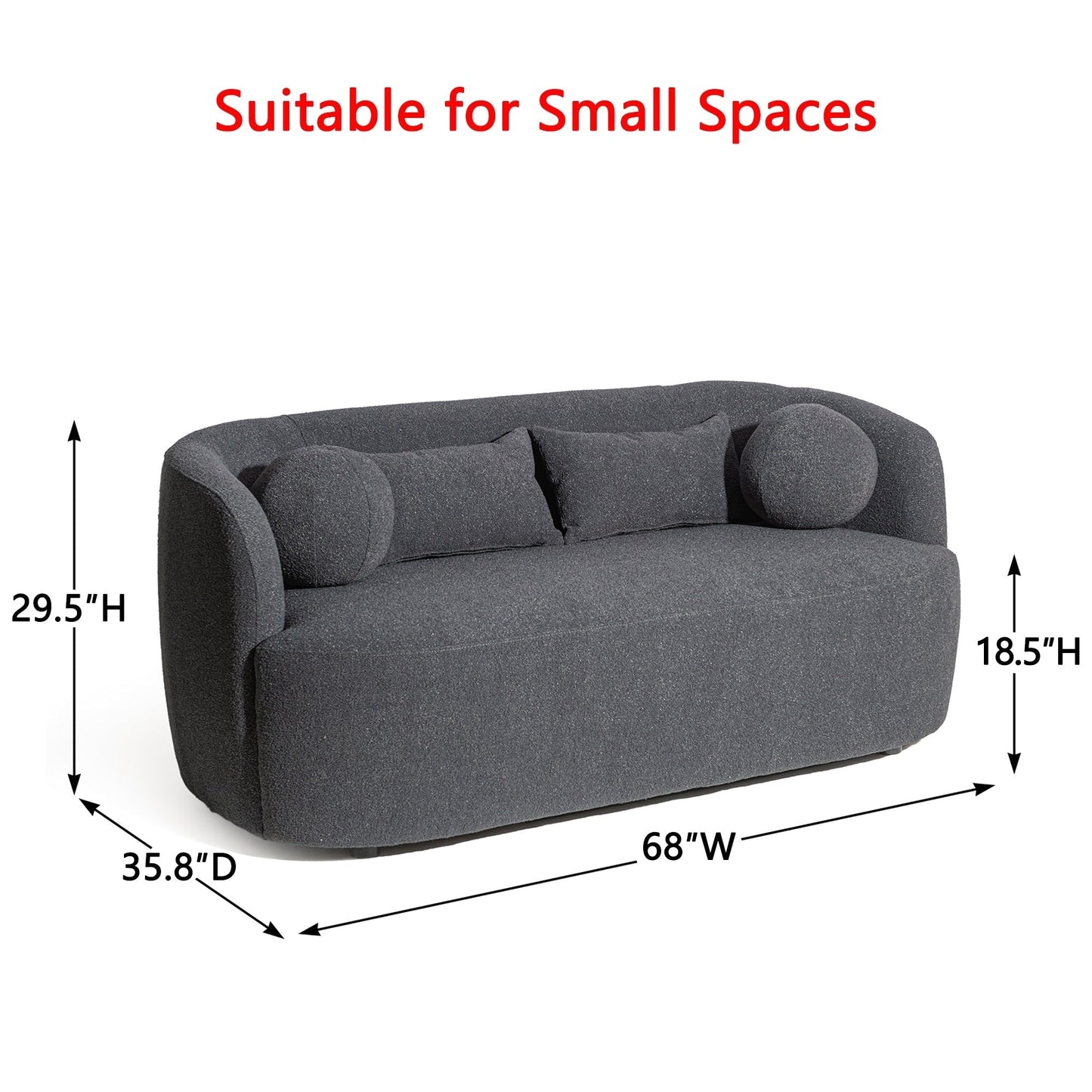 Divano a due posti imbottito in tessuto Boucle KINWELL con cuscini