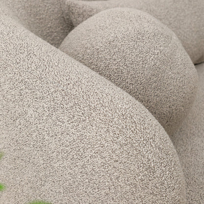 Divano a due posti imbottito in tessuto Boucle KINWELL con cuscini